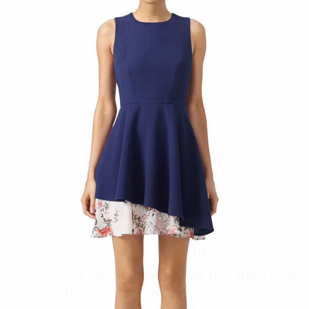 Navy Blue Mini Dress with flower hem